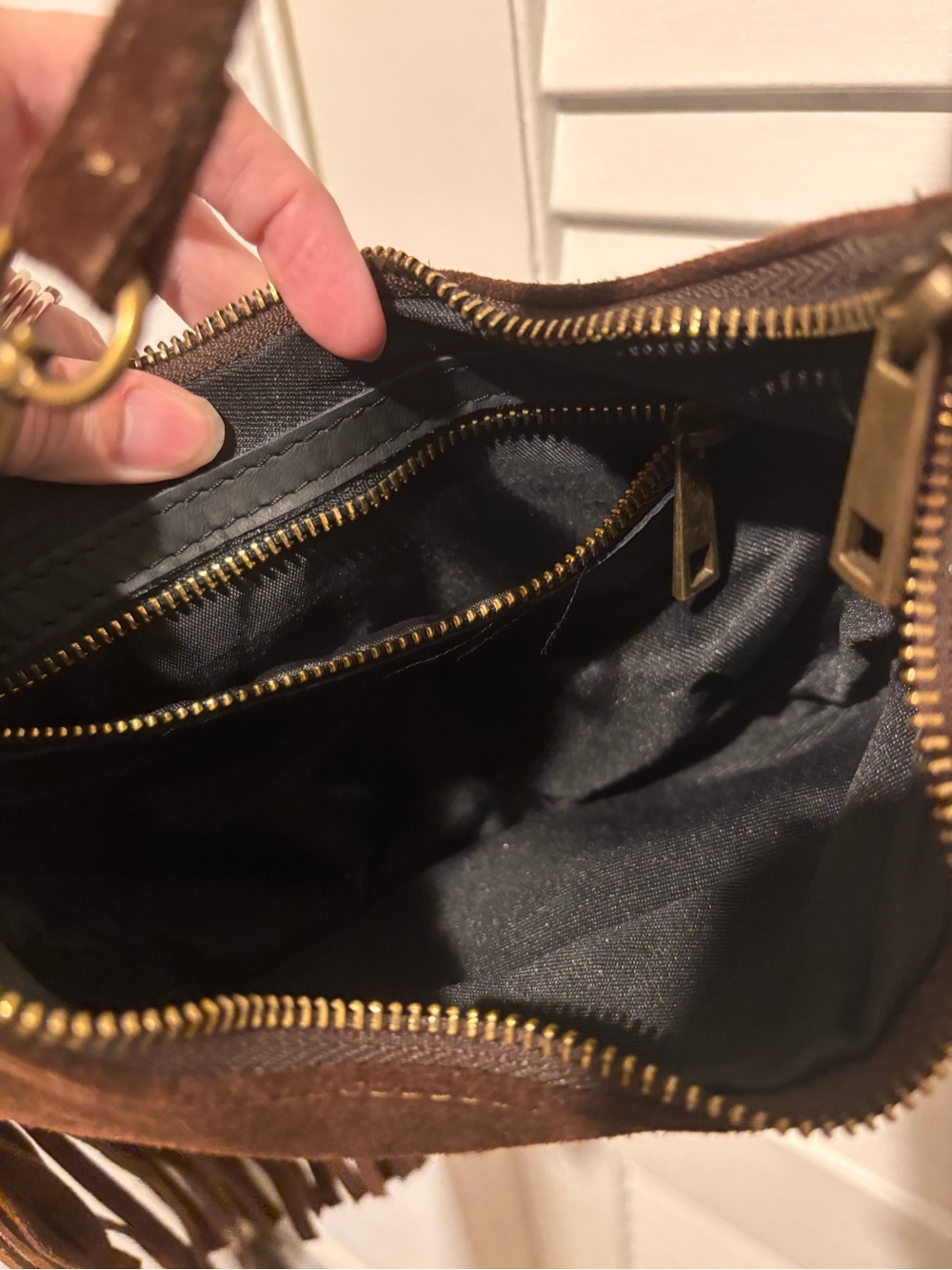 Brown Suede Fringe Shoulder Bag - Picture 4 of 7
